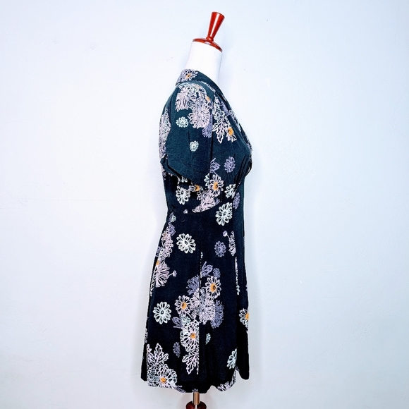 Free People‎ Hawaii Black Floral Mini Dress Size XS - Picture 11 of 12